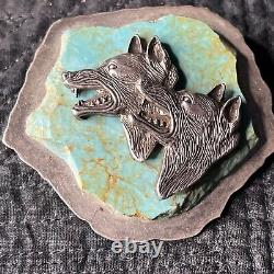 Vtg Native American sterling Silver Huge wolf bolo Earrings 950 Chakra Snake Lot