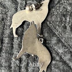 Vtg Native American sterling Silver Huge wolf bolo Earrings 950 Chakra Snake Lot