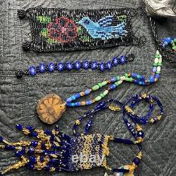 Vtg Native American sterling Silver Huge wolf bolo Earrings 950 Chakra Snake Lot