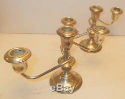 Vtg PAIR STERLING SILVER 3 light CANDELABRA Candlesticks Convertible