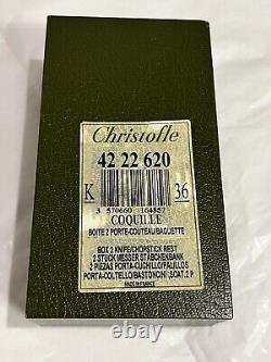 Vtg Pair Christofle Shell Silver Plated Knife/Chopstick Rest In The Box France