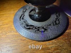 Vtg Pair Ebony Black Amethyst Etched Silver Elegant Candlestick Holder Victorian
