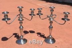 Vtg Pair FISHER 361 STERLING SILVER Piece Convertible 3 Candle CANDELABRAS 14