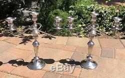 Vtg Pair FISHER 361 STERLING SILVER Piece Convertible 3 Candle CANDELABRAS 14