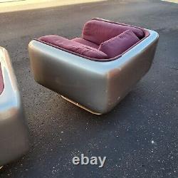 Vtg Pair Mid Century Modern Space Age Fiberglass Lounge Chairs Steelcase Set 1