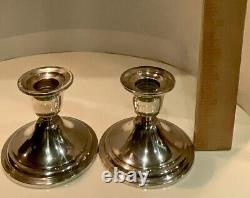 Vtg Pair Mint HeavySterling Silver Candle Stick Holders Withcrystal Peg Lights