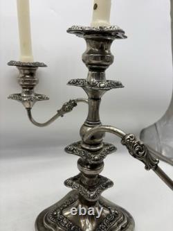 Vtg Pair Of Birmingham 3 Light Candelabra Convertible Silver On Copper Baroque