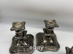 Vtg Pair Of Birmingham 3 Light Candelabra Convertible Silver On Copper Baroque