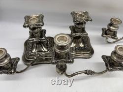 Vtg Pair Of Birmingham 3 Light Candelabra Convertible Silver On Copper Baroque