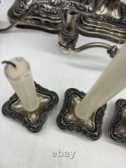 Vtg Pair Of Birmingham 3 Light Candelabra Convertible Silver On Copper Baroque