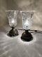 Vtg Pair Of Godinger Silver Art Co Table Lamp Withshannon Irish Crystal Cut Glass