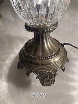 Vtg Pair Of Godinger Silver Art Co Table Lamp withShannon Irish Crystal Cut Glass
