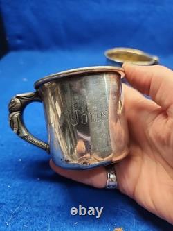 Vtg Pair Of Sterling Silver Saart Bros. Baby Cup Monogrammed John /Kathleen 182g