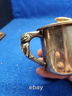 Vtg Pair Of Sterling Silver Saart Bros. Baby Cup Monogrammed John /Kathleen 182g
