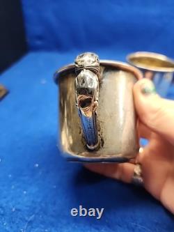 Vtg Pair Of Sterling Silver Saart Bros. Baby Cup Monogrammed John /Kathleen 182g