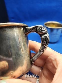 Vtg Pair Of Sterling Silver Saart Bros. Baby Cup Monogrammed John /Kathleen 182g