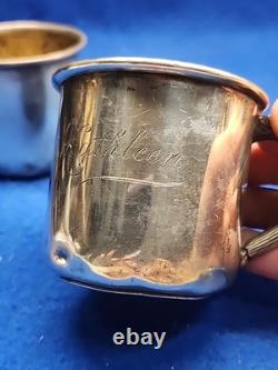 Vtg Pair Of Sterling Silver Saart Bros. Baby Cup Monogrammed John /Kathleen 182g