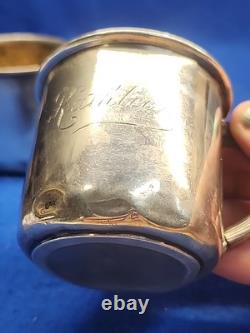 Vtg Pair Of Sterling Silver Saart Bros. Baby Cup Monogrammed John /Kathleen 182g