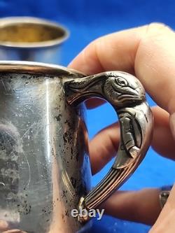 Vtg Pair Of Sterling Silver Saart Bros. Baby Cup Monogrammed John /Kathleen 182g
