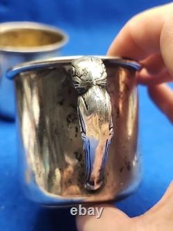 Vtg Pair Of Sterling Silver Saart Bros. Baby Cup Monogrammed John /Kathleen 182g