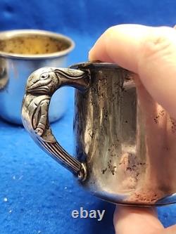 Vtg Pair Of Sterling Silver Saart Bros. Baby Cup Monogrammed John /Kathleen 182g