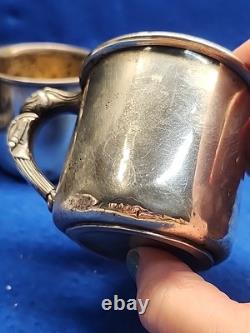 Vtg Pair Of Sterling Silver Saart Bros. Baby Cup Monogrammed John /Kathleen 182g