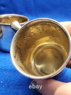 Vtg Pair Of Sterling Silver Saart Bros. Baby Cup Monogrammed John /Kathleen 182g