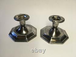 Vtg Pair Thorvald Marthinsen Norway 830S Silver Candlesticks Weighted Stamped
