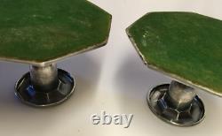 Vtg Pair Thorvald Marthinsen Norway 830S Silver Candlesticks Weighted Stamped