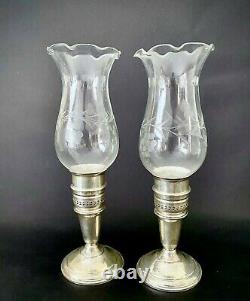 Vtg Pair Weighted Sterling Silver Revere for Cartier Candle Holders with Shades