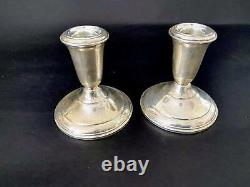 Vtg Pair Weighted Sterling Silver Revere for Cartier Candle Holders with Shades