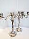 Vtg Pair Of Silverplate Adjustable 3-arm Candelabras Candle Holders 14.25 Tall