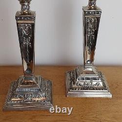 Vtg Pair of Topazio Silver Plated Candlesticks Husk Garland Swag Neoclassical