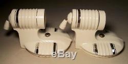 Vtg Porcelain Sconce Wall Fixture Bathroom Light Silver Pair 2 Rewired USA #B1