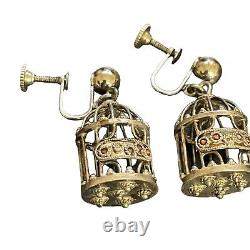 Vtg Screw Back Earrings Lot 3 Pair Sterling Silver Birdcage Thimble Shinto Gate