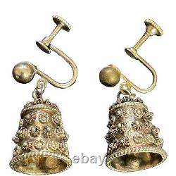 Vtg Screw Back Earrings Lot 3 Pair Sterling Silver Birdcage Thimble Shinto Gate