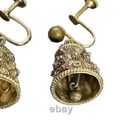 Vtg Screw Back Earrings Lot 3 Pair Sterling Silver Birdcage Thimble Shinto Gate