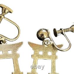 Vtg Screw Back Earrings Lot 3 Pair Sterling Silver Birdcage Thimble Shinto Gate
