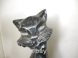 Vtg Set Pair 1961 Universal Staturary Black to Silver Cubist Cat Sculptures Figu