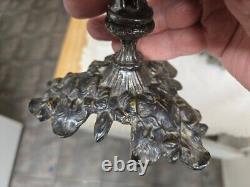 Vtg. Silverplate figural candlesticks on base pair, unmarked