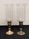 Vtg. Towle 925 Sterling Pair Of Weighted Candle Holders With Hurricane Shades