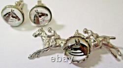Vtg Vintage Horse Equestrian Sterling Silver Essex Crystal Jewelry Lot