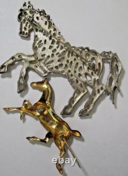 Vtg Vintage Horse Equestrian Sterling Silver Essex Crystal Jewelry Lot