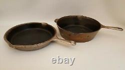 Vtg Wagner Ware Sidney Cast Iron Pan Pair 1401-a 1401-c Nickel Plated Pat Pend