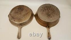 Vtg Wagner Ware Sidney Cast Iron Pan Pair 1401-a 1401-c Nickel Plated Pat Pend