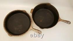 Vtg Wagner Ware Sidney Cast Iron Pan Pair 1401-a 1401-c Nickel Plated Pat Pend