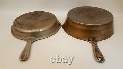 Vtg Wagner Ware Sidney Cast Iron Pan Pair 1401-a 1401-c Nickel Plated Pat Pend