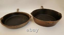 Vtg Wagner Ware Sidney Cast Iron Pan Pair 1401-a 1401-c Nickel Plated Pat Pend