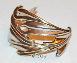 Vtg Zuni Cochiti Artisan 925 Sterling Gold Vermeil Je (joe Eustace) Cuff Brace