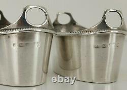 Vtg c1800 Pair of Georgian Solid Sterling Silver Salt Cellars & Glass Liner 206g